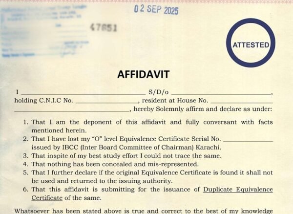 duplicate equivalence certificate affidavit, affidavit for lost equivalence certificate, IBCC duplicate equivalence certificate format, affidavit for O Level equivalence certificate, how to get duplicate equivalence certificate Pakistan, affidavit for IBCC certificate loss, issuance of duplicate equivalence certificate, lost equivalence certificate affidavit format, affidavit format for duplicate certificate, legal affidavit for certificate loss,