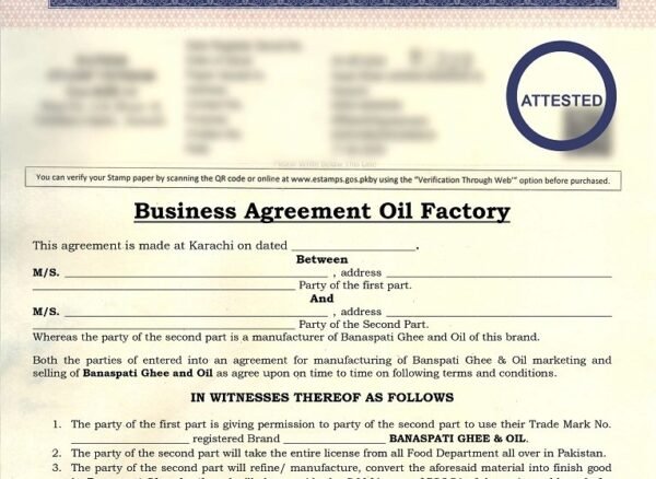 oil factory, Banaspati Ghee and Oil, business agreement oil factory Pakistan, banaspati ghee oil manufacturing contract, oil factory partnership agreement format, legal agreement for ghee and oil industry, trademark and oil factory agreement Pakistan, oil factory business contract template, banaspati oil factory legal deed, oil and ghee manufacturing agreement Karachi, partnership contract oil industry Pakistan, PSQCA ghee oil agreement format,