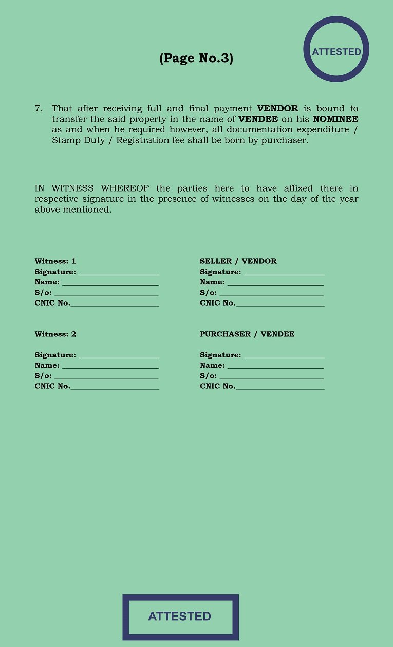 Property, Token Money, Part Payment, Sale Agreement Page 3,