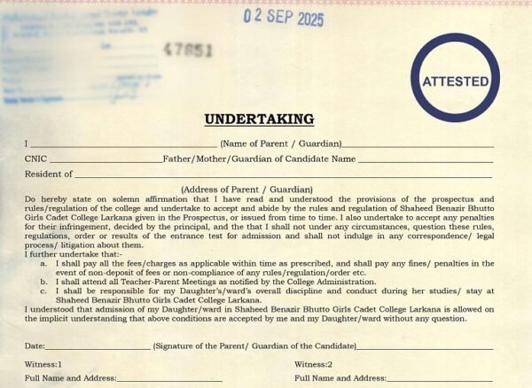 Cadet college, Parent undertaking Shaheed Benazir Cadet College, Guardian undertaking for cadet college admission, Undertaking format girls cadet college Larkana, Admission undertaking Shaheed Benazir Cadet, Parent/guardian undertaking for cadet college, Undertaking letter for cadet college admission, Girls cadet college admission undertaking form, Undertaking rules and discipline cadet college, Shaheed Benazir Girls Cadet College undertaking, Parent responsibility undertaking cadet college,