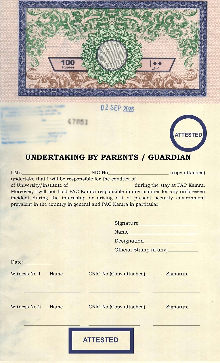 PAC Kamra, Undertaking by parents PAC Kamra, Internship undertaking by guardian, Parents undertaking format internship, Guardian undertaking letter Pakistan, Undertaking by parents university format, PAC Kamra undertaking form download, Internship safety undertaking parents, Undertaking letter by guardian template, Parents undertaking student internship, Guardian undertaking PAC internship,