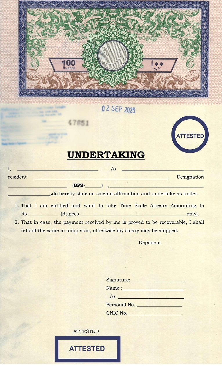 Undertaking for time scale arrears, salary claims, and refund assurance, Undertaking format for time scale arrears, Time scale arrears undertaking form, Undertaking for arrears refund salary, Undertaking form for employees arrears, Time scale arrears affidavit format, Undertaking letter for arrears claim, Salary arrears undertaking format, Undertaking for government employees arrears, Editable time scale arrears undertaking, Undertaking for arrears payment refund,