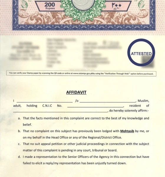 Affidavit No Complaint Lodge - Sindh Mohtasib Complaint