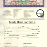 Travels Surety Bond - Traveler's Guarantee - Affidavit