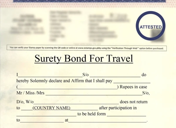 Travels Surety Bond - Traveler's Guarantee - Affidavit