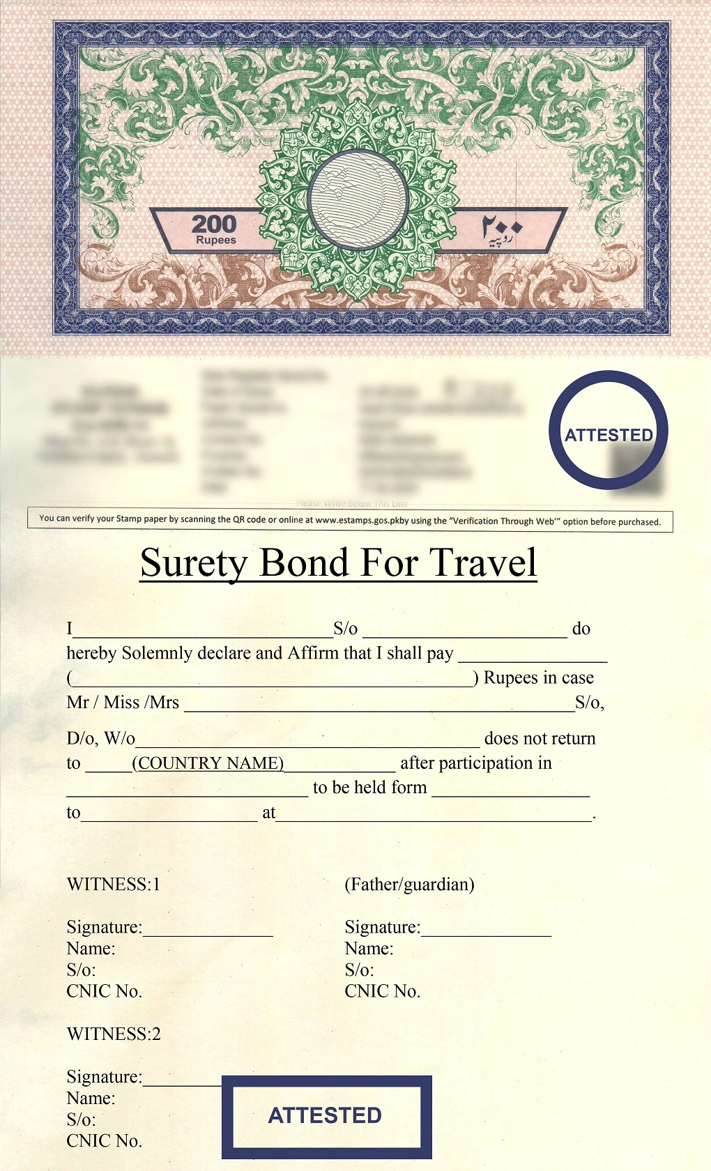 Travels Surety Bond - Traveler's Guarantee - Affidavit